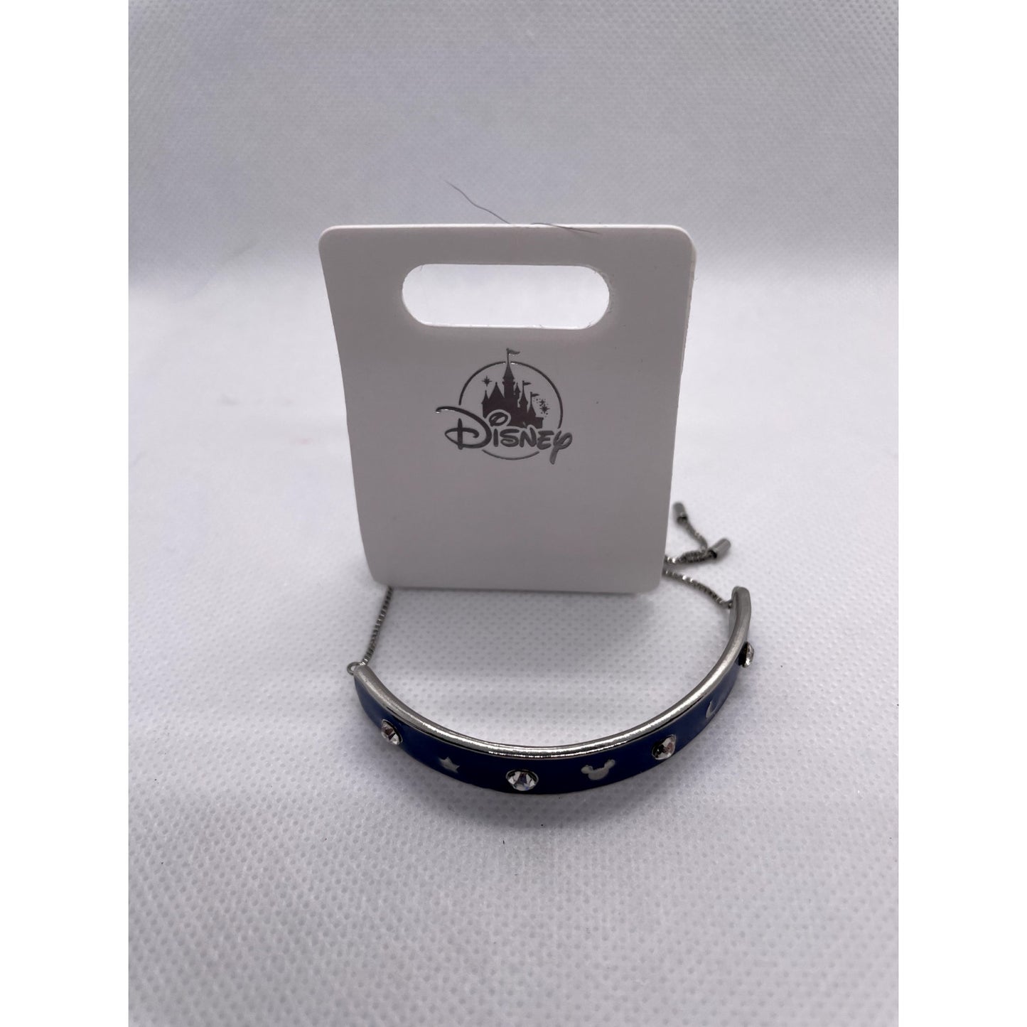 Disney Parks Blue and Silver Mickey Mouse 1/2 Bracelet Cubic Zirconia Inlays