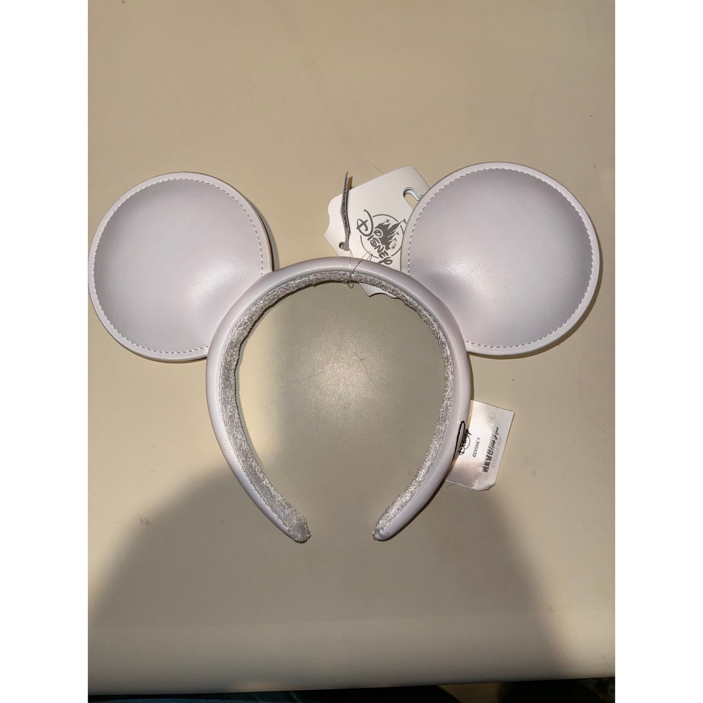 NWT Disney Parks Mickey Mouse Signature White Ears Headband Adult Size