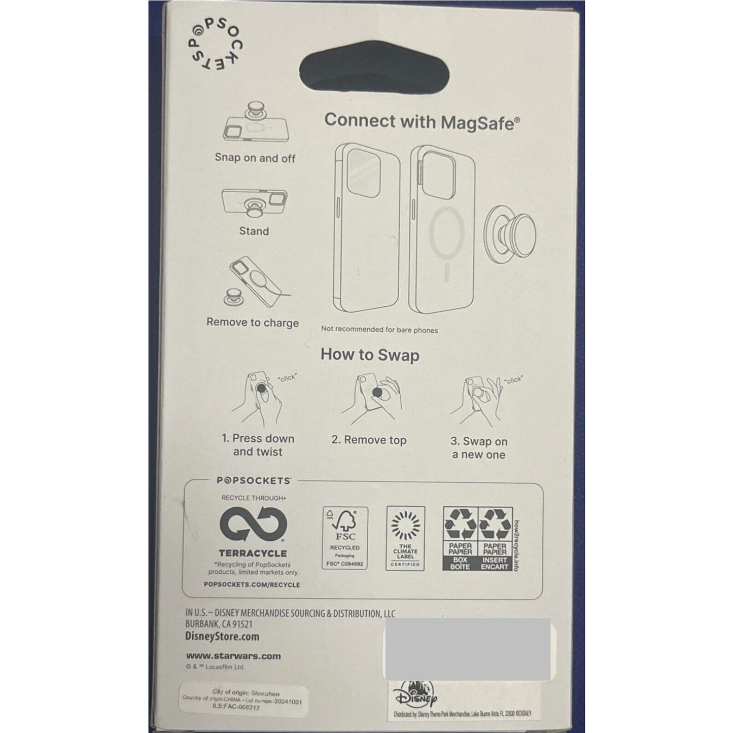 Disney Parks Darth Vader Pop Socket for Cell Phone