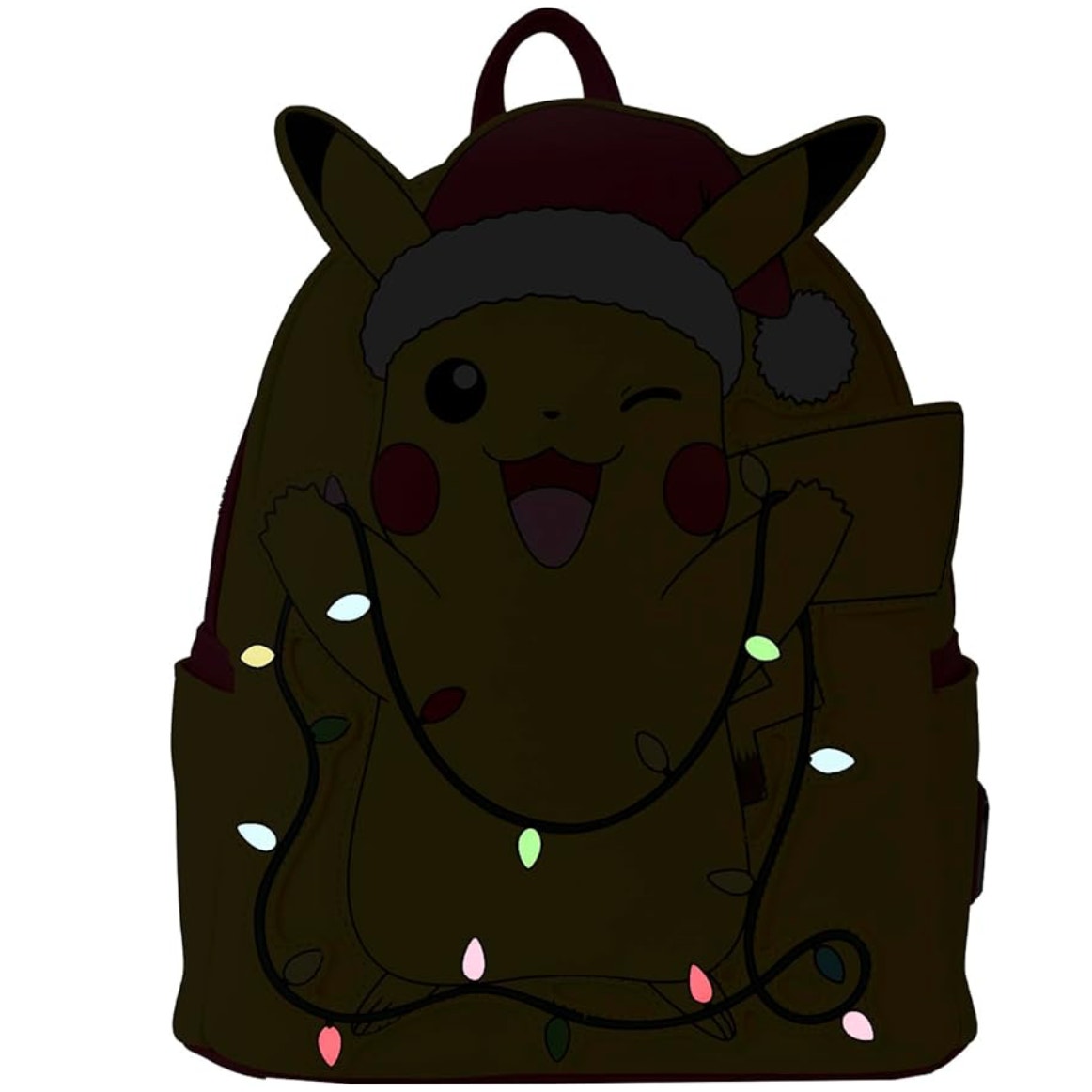 Hard Tag Loungefly Pokemon Santa Pikachu Christmas Holiday Light Up Mini Backpack