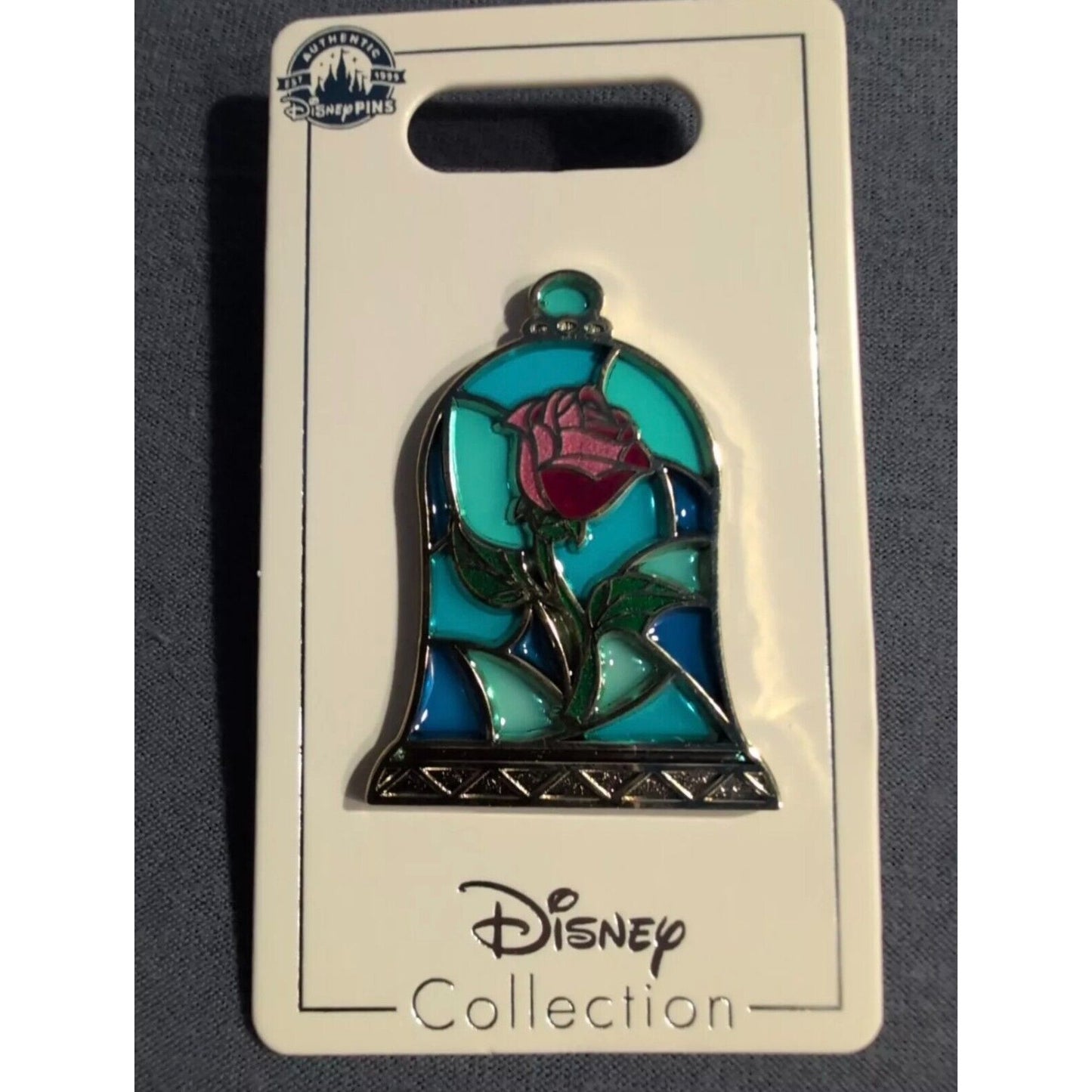 Disney Parks Disney Collection Beauty and the Beast Rose Stained Glass Pin