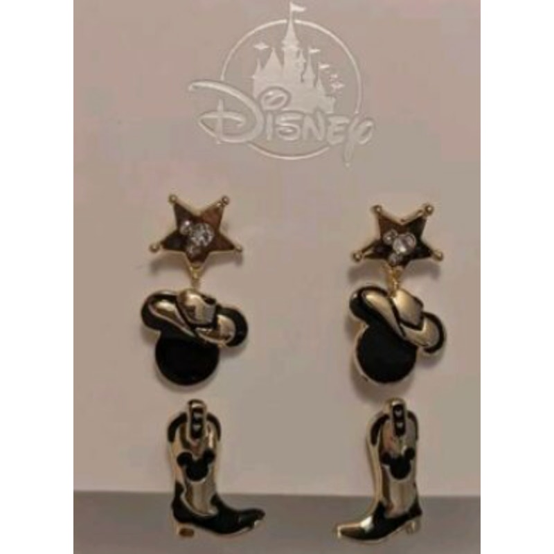 Disney Parks 3 Pair Set of Sheriff Mickey Earrings