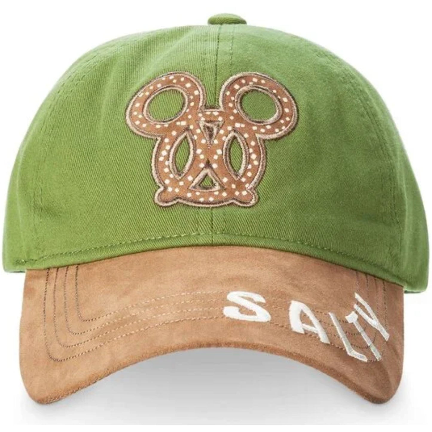 Disney Parks Green and Tan Cap with Salty on Front and Mickey Pretzel on Bill