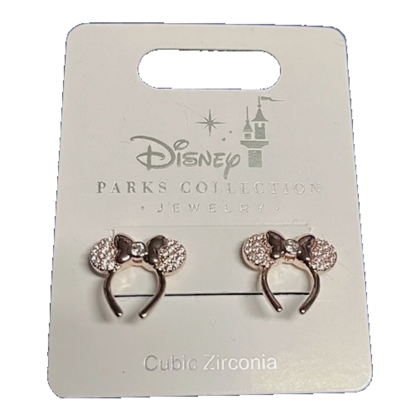 Disney Parks Rose Gold and Cubic Zirconia Minnie Mouse Earrings