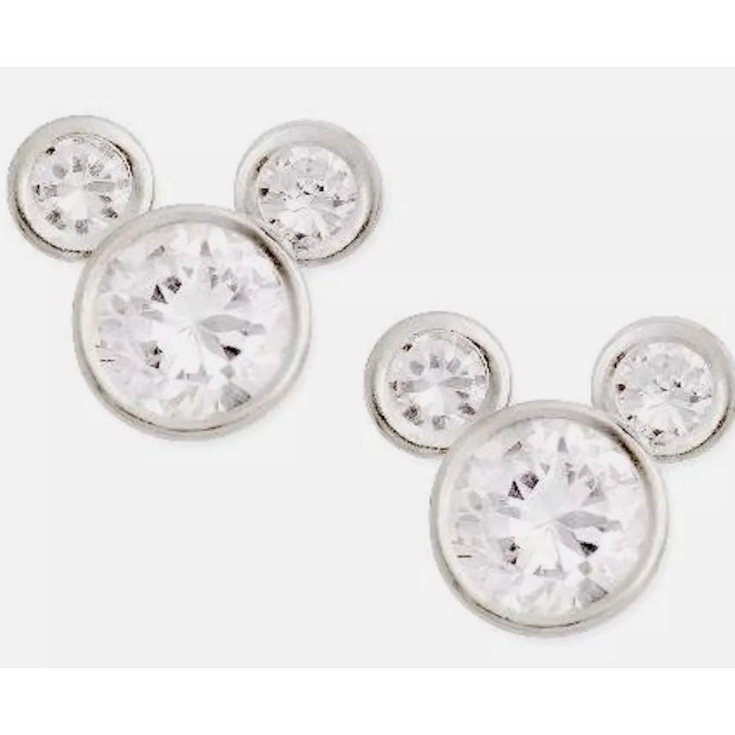 Disney Parks Sterling Silver with Cubic Zirconia Mickey Mouse Stud Earrings