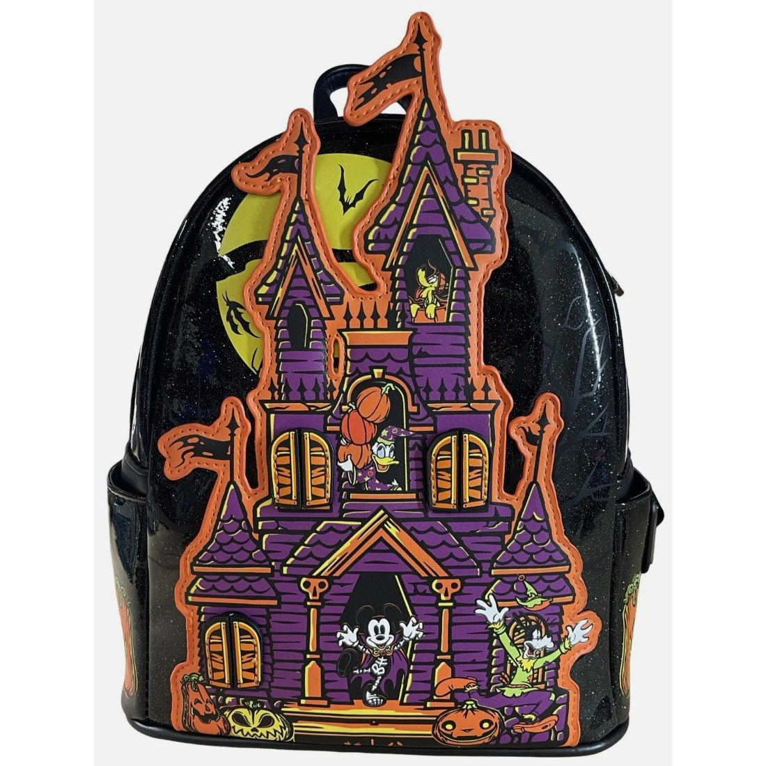 NWT Disney Parks/Loungefly Mickey & Frnds Halloween Haunted Castle Bkpack GITD