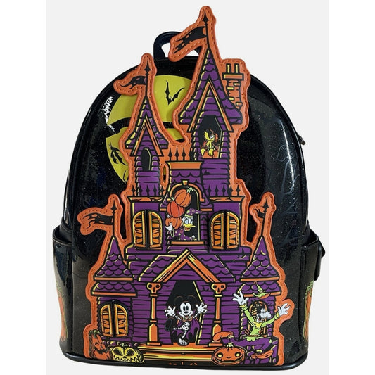 NWT Disney Parks/Loungefly Mickey & Frnds Halloween Haunted Castle Bkpack GITD