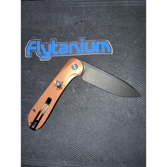 CIVIVI Button Lock Elementum with Custom Copper Flytanium Scales and Backspacer