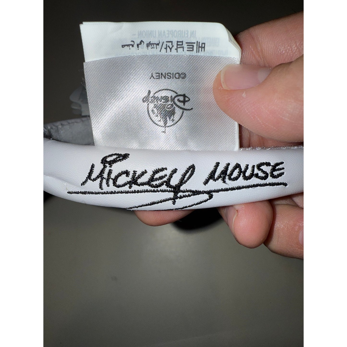 NWT Disney Parks Mickey Mouse Signature White Ears Headband Adult Size