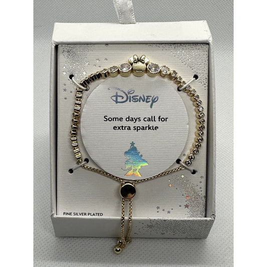 Disney Silver Plated with Cubic Zirconia Minnie Mouse Adjustable Bracelet