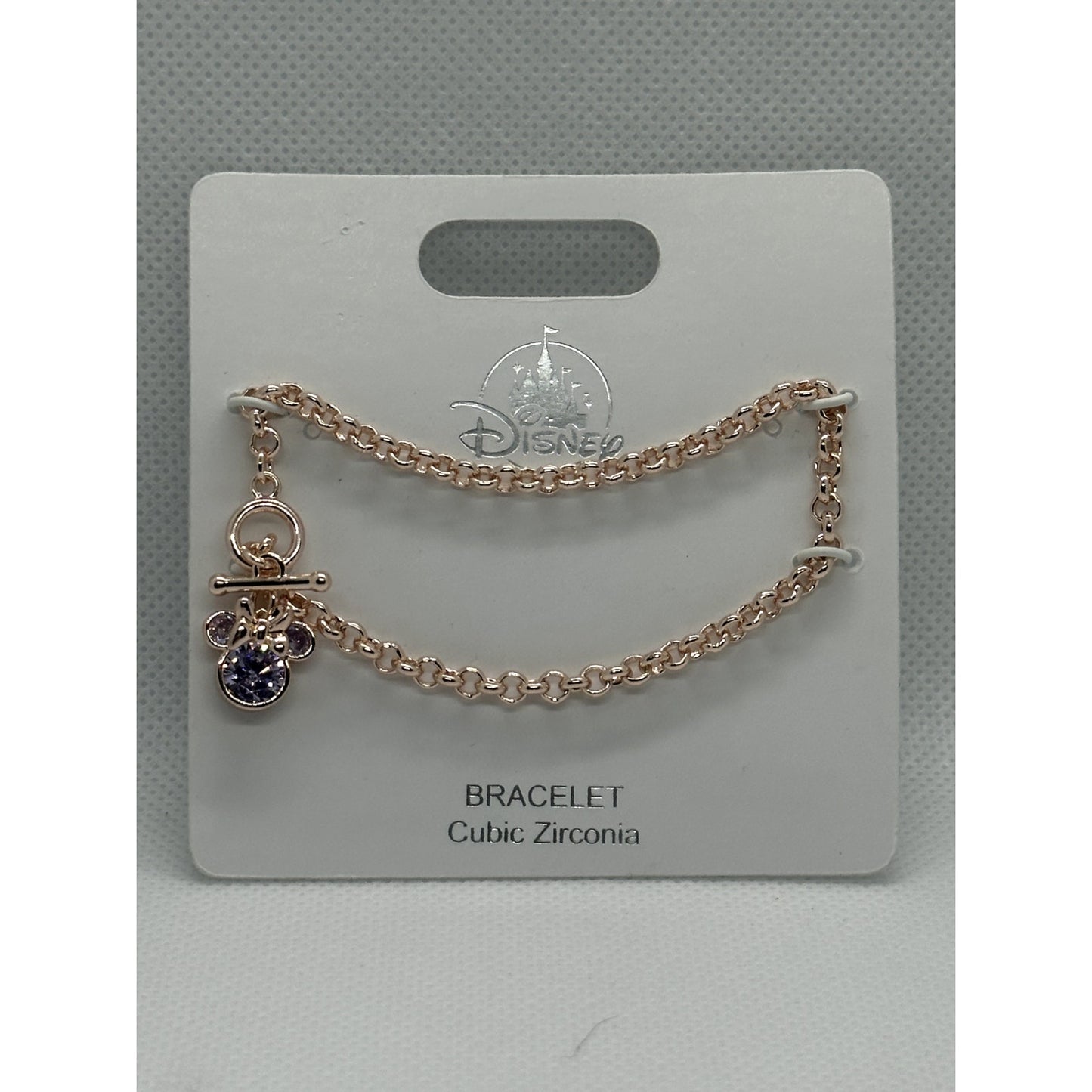 Disney Parks Rose Gold Bracelet with Cubic Zirconia Inlay Mickey Charm