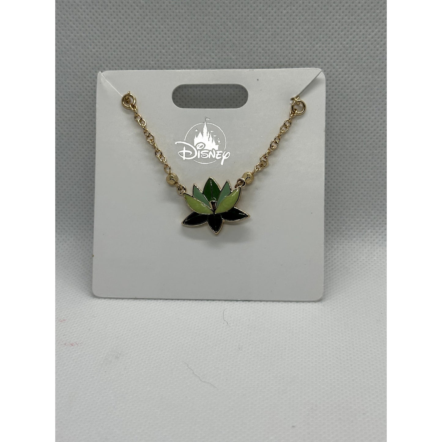 Disney Parks Gold Princess and the Frog Necklace with Water Lilly Charm