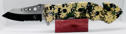 SE Digital Camo Outdoor Rescue Pocket Knife