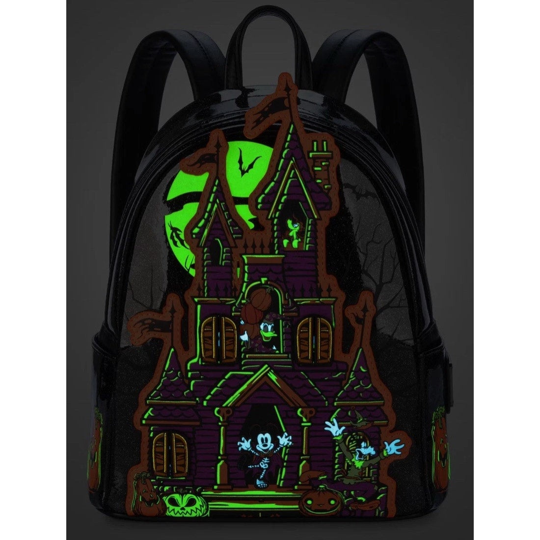 NWT Disney Parks/Loungefly Mickey & Frnds Halloween Haunted Castle Bkpack GITD