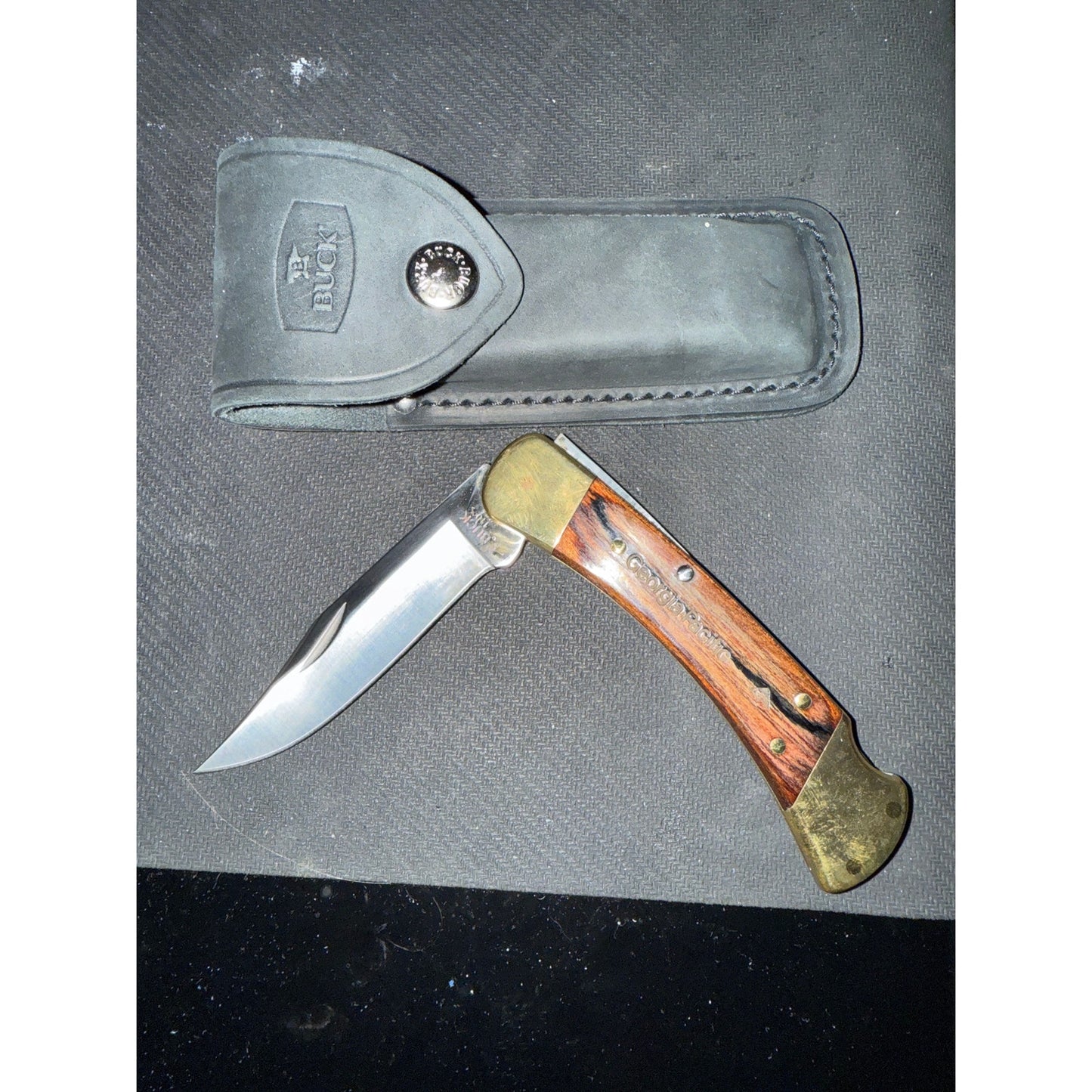 Buck 110 with Brand New Leather Sheath; USA Made; Advertising Piece, Like New