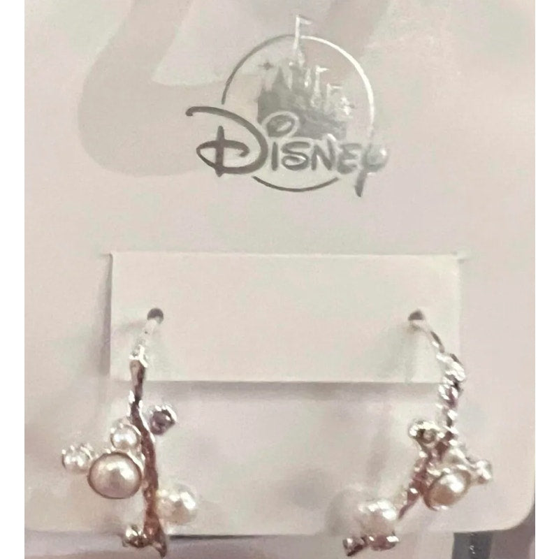 Disney Parks Silver Mickey with Pearls Earrings