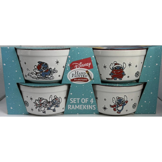 NIB Set Of 4 Disney Lilo & Stitch Winter Themed Ramekin Cups