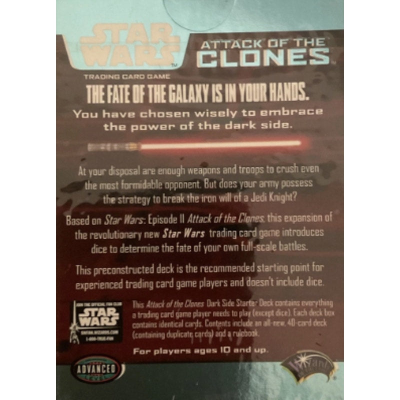 NIB Star Wars Attack of the Clones Trading Card Game Dark Side Starter Deck